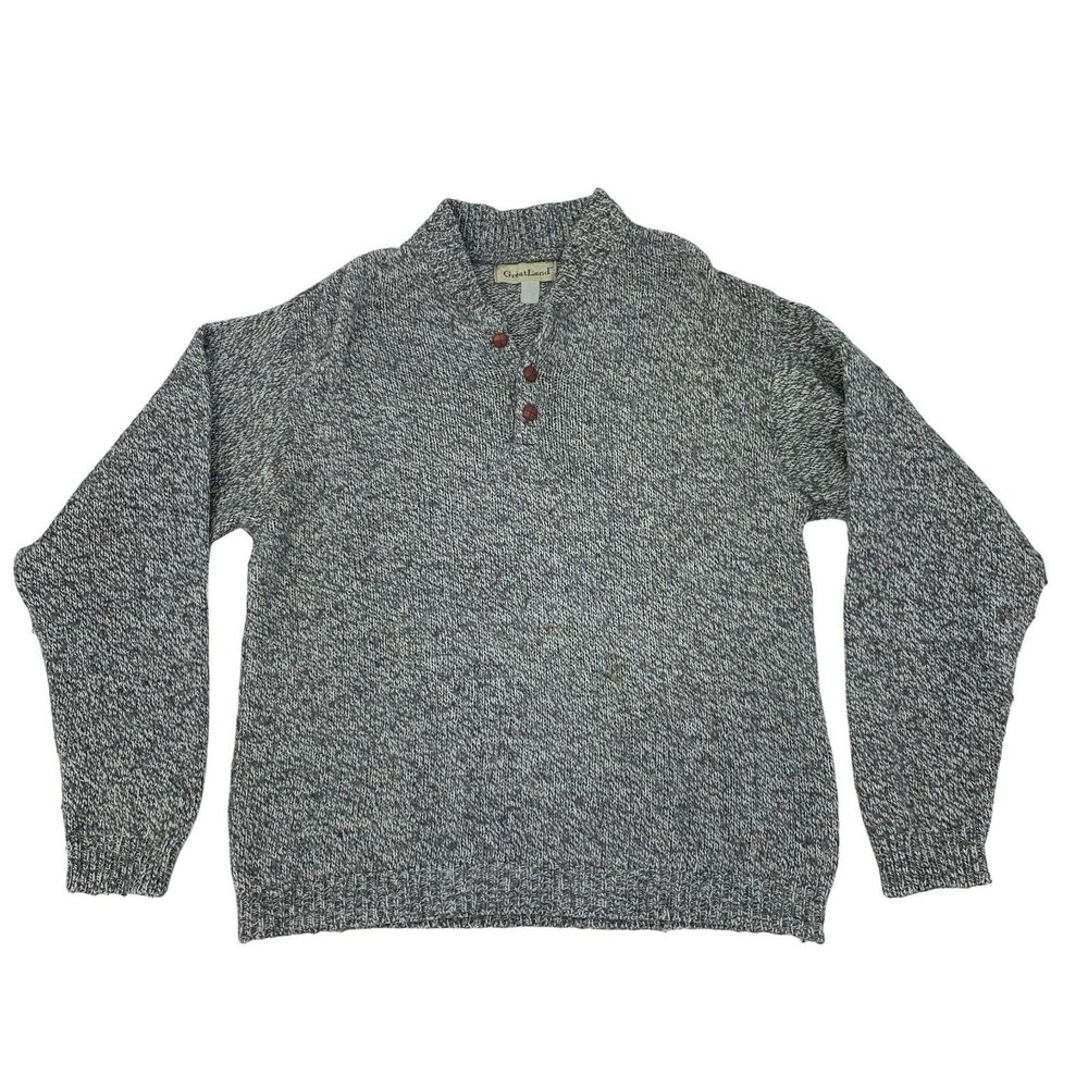 Vintage GreatLand Knit Sweater Men's Size M Sandy Gray Cotton Crew Neck Pullover